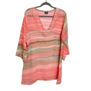 Angel Touch Rhinestone‎ Accent Beach Swim Cover Up